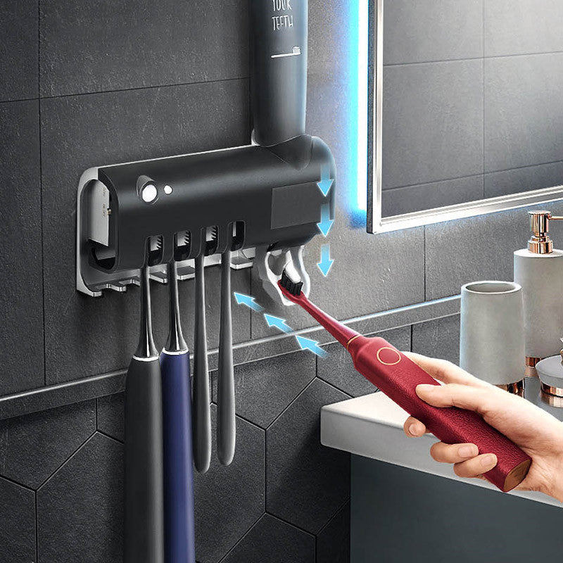 Intelligent UV Toothbrush Sterilizer – automatisk tandborsthållare med UV-desinfektion och tandkrämspress