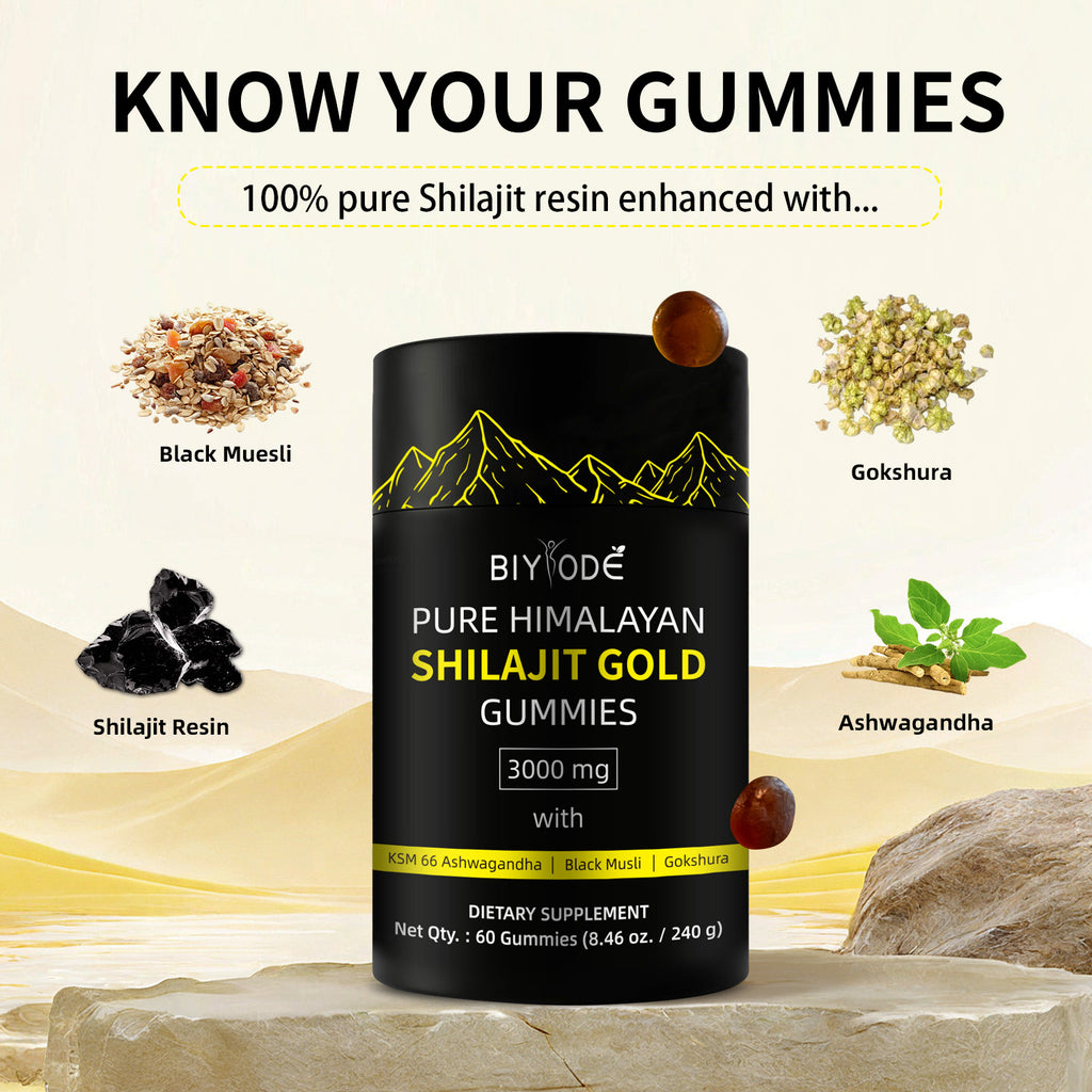 Guld Shilajit Gummies – Styrka & Återhämtning