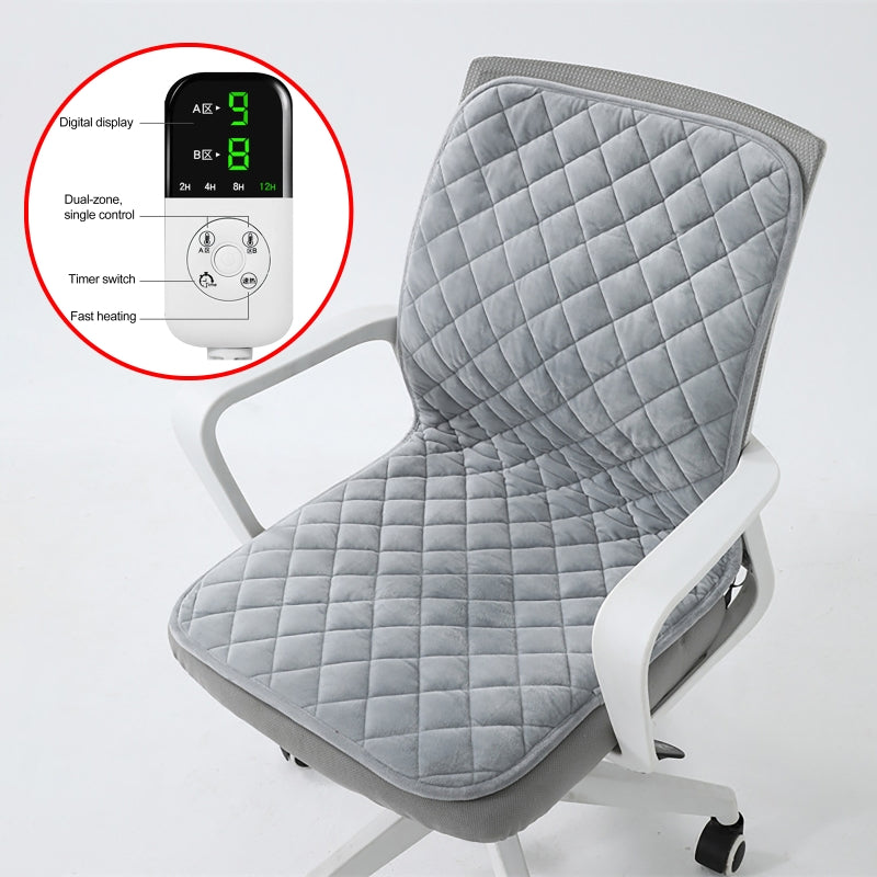 Heated Seat Cushion, 220V Electric Mat, Office Chair Warmer, Smart Timer, Integrated Backrest