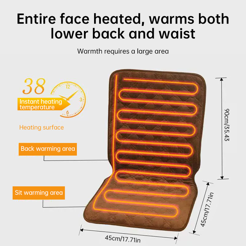 Heated Seat Cushion, 220V Electric Mat, Office Chair Warmer, Smart Timer, Integrated Backrest