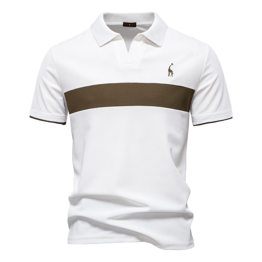 Deer Embroidered POLO – Herr T-shirt med Kort Ärm