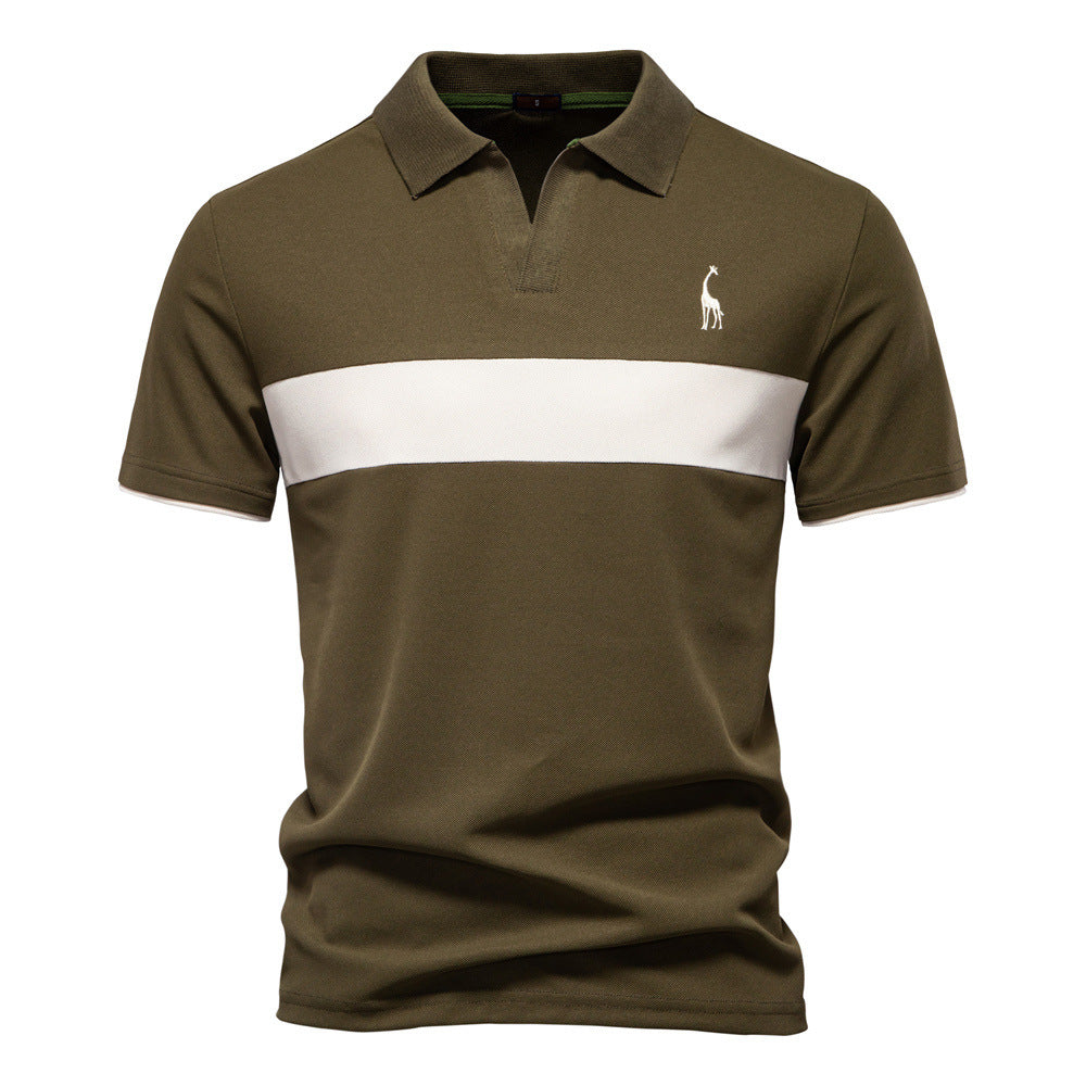 Deer Embroidered POLO – Herr T-shirt med Kort Ärm