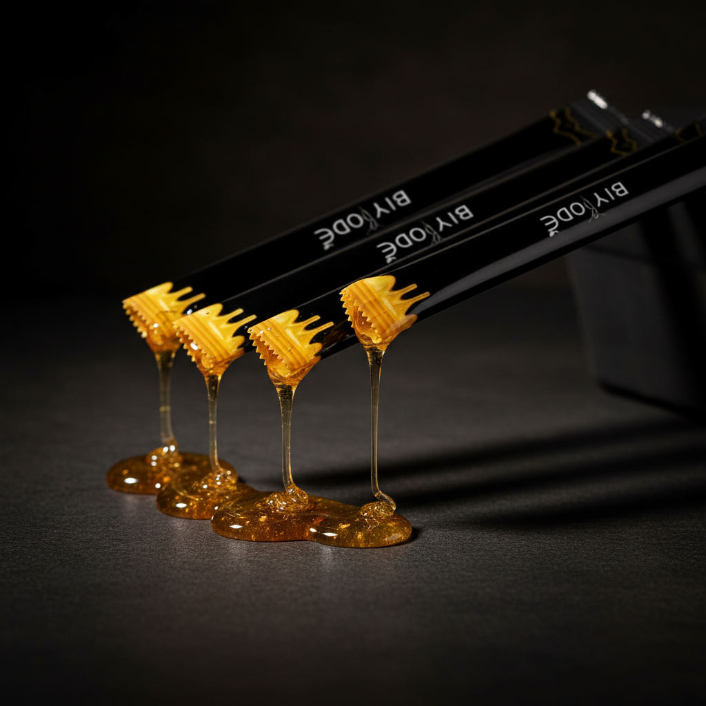 Black honey sticks with honey drips