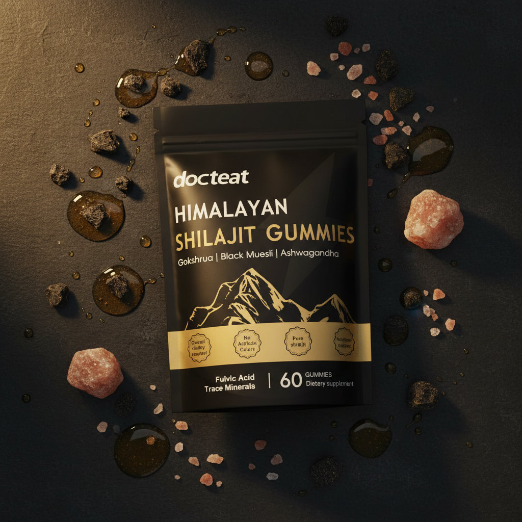 Black Shilajit Gummies flat lay