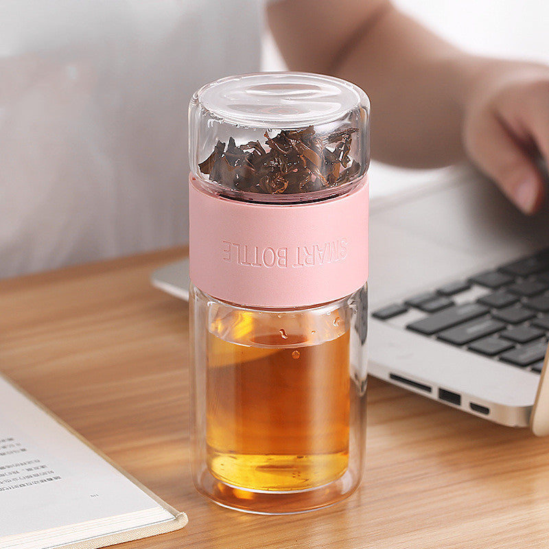 Double-layer Tea & Water Separated Glass Cup (200 ml)