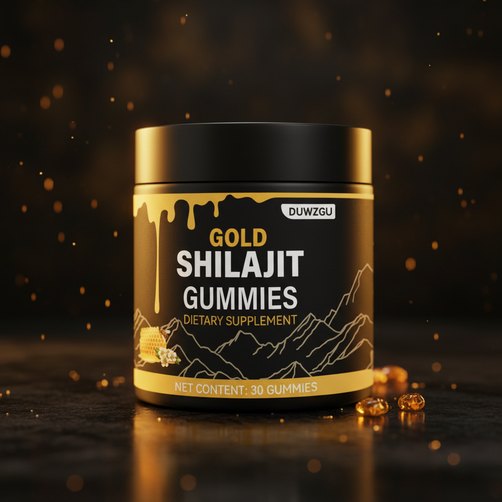 Gold Shilajit Gummies bottle angled shot