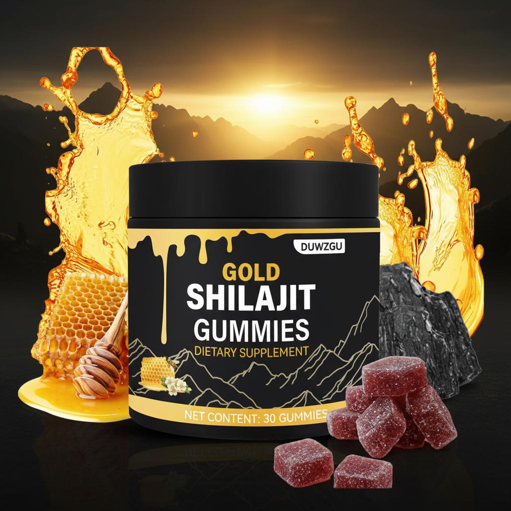 Gold Shilajit hero shot with mountains